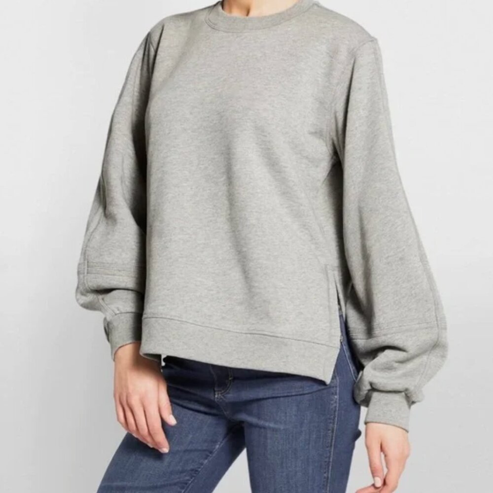 Ganni Software Isoli Puff-Sleeve Sweatshirt Gray XS